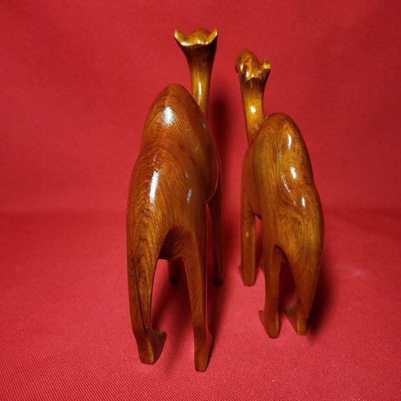 Camel Olive Wood Figurine Hand Carved Wooden Figurine Set of 2 - Picture 12 of 14